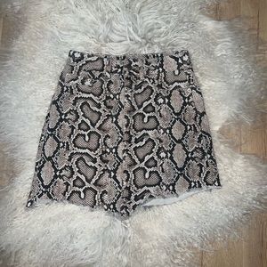 Zara Snake Print Mini Denim Skirt